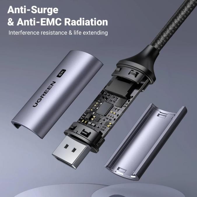 25839 Dây, cáp chuyển USB typeC sang DP hỗ trợ 8K màu xám dài 3m Ugreen